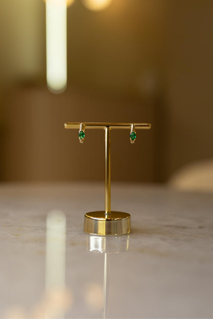 Brinco Argola Esmeralda Dourado