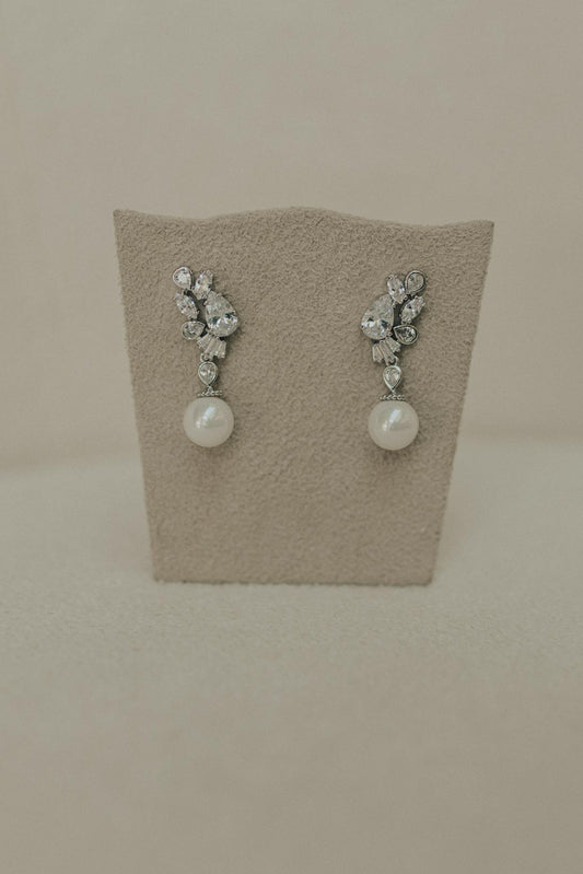 Brinco Gota Bride Pérola Ródio Branco