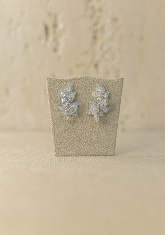 Brinco Gotas Cravejadas Princesa Ródio Branco