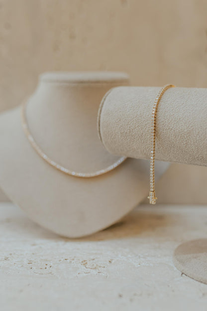 Colar Riviera Caixa Quadrada 2mm Dourado