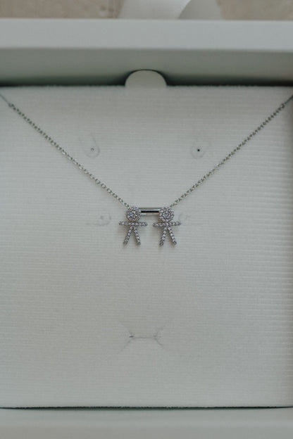 Colar Filhos Cravejados Ródio Branco