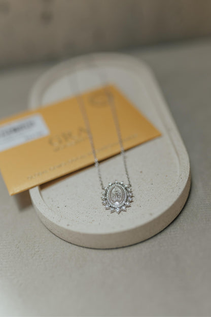 Colar Nossa Senhora das Graças Medalha Milagrosa Moissanite Prata 925