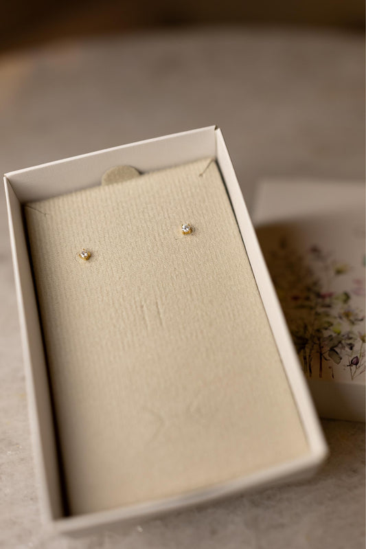 Brinco Solitário 3mm Moissanite Prata 925 Dourado