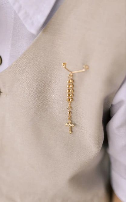 Alfinete Batizado Terço Dourado