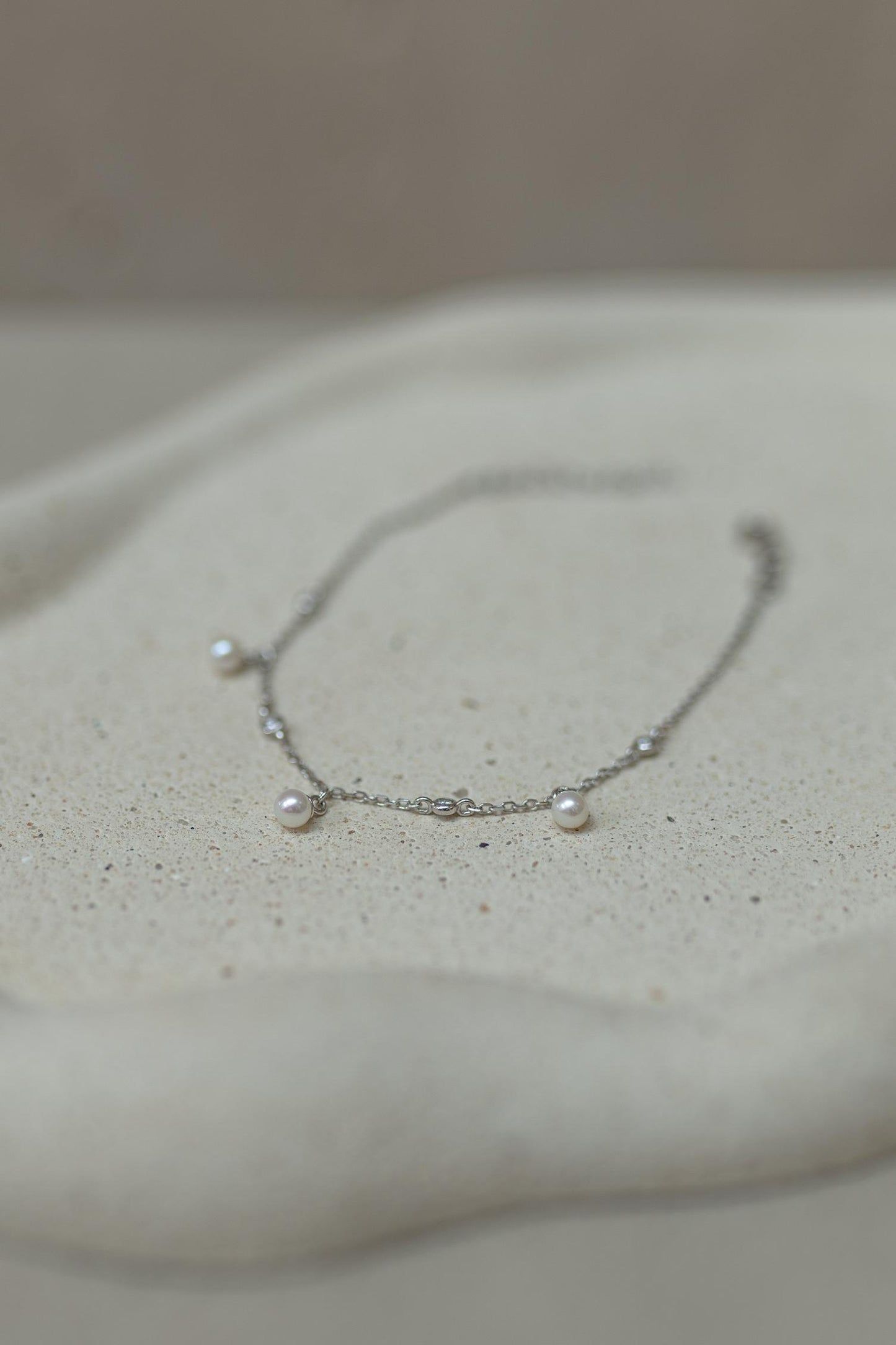 Pulseira Pérola Natural Moissanite Prata 925 Ródio Branco