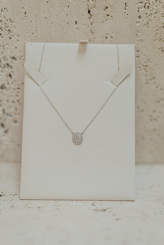 Colar Mini Nossa Senhora das Graças Prata 925 Ródio Branco