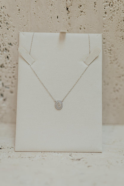 Colar Mini Nossa Senhora das Graças Moissanite 3 Pontas Prata 925 Ródio Branco