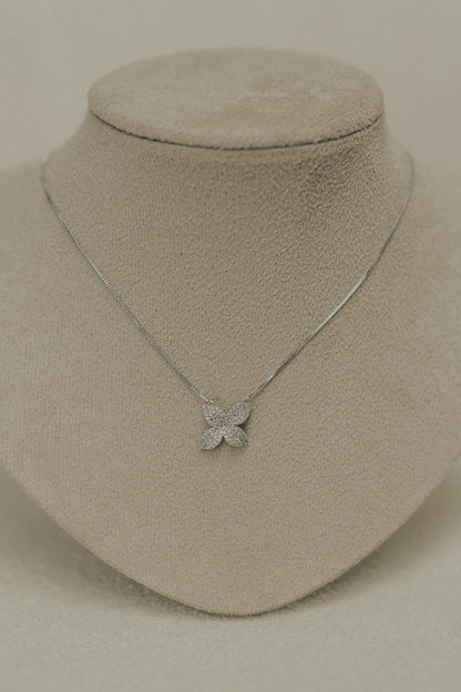 Colar Camélia Ródio Branco