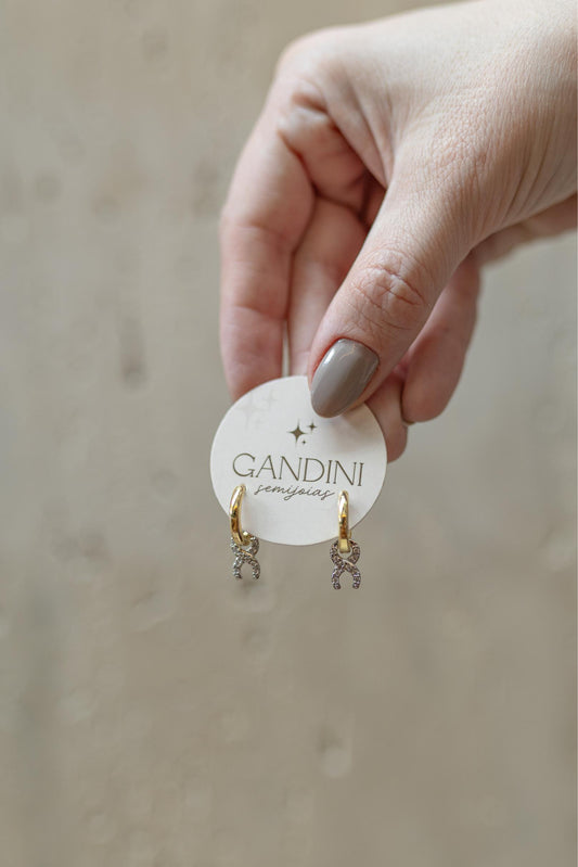 Argola Pingente X Cravejado Mix De Banhos