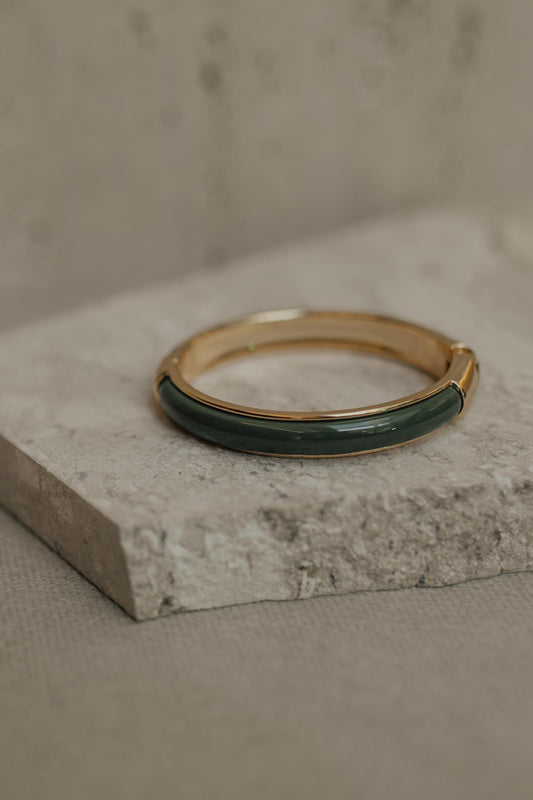 Bracelete Verde Musgo Dourado