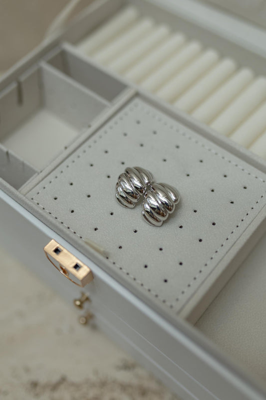 Brinco Argola Bold Croissant Ródio Branco