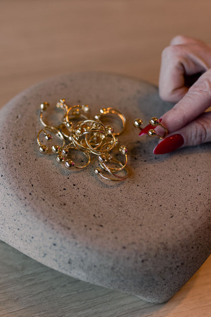 Anel Ajustável Design 3 Bolas Dourado