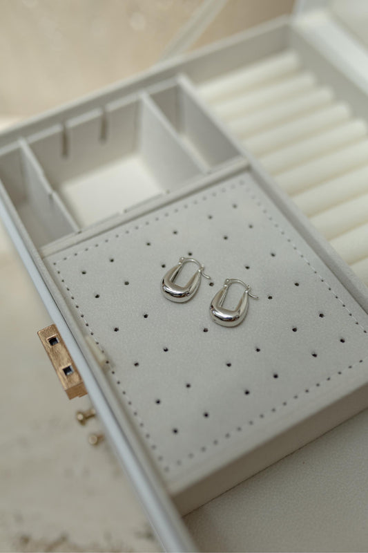 Brinco Argola Bojudinha Ródio Branco