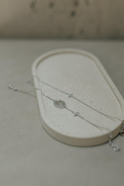 Pulseira Crucifixo Moissanite Prata 925 Ródio Branco