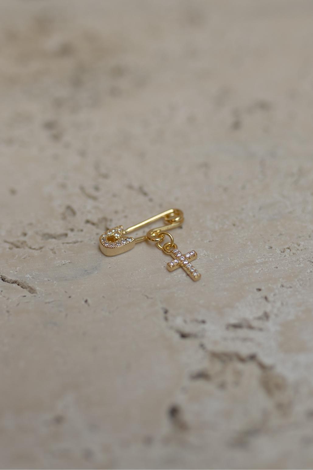 Alfinete Batizado Cruz Dourado