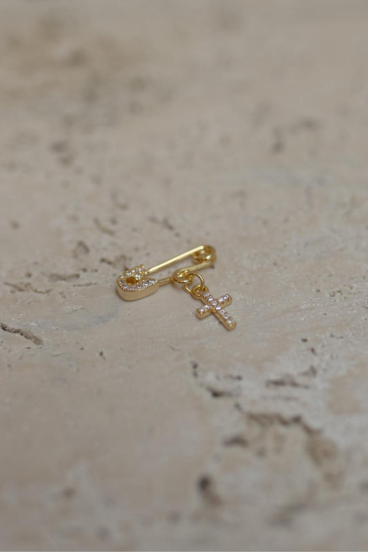 Alfinete Batizado Cruz Dourado