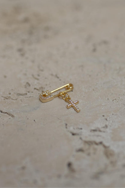 Alfinete Batizado Cruz Dourado
