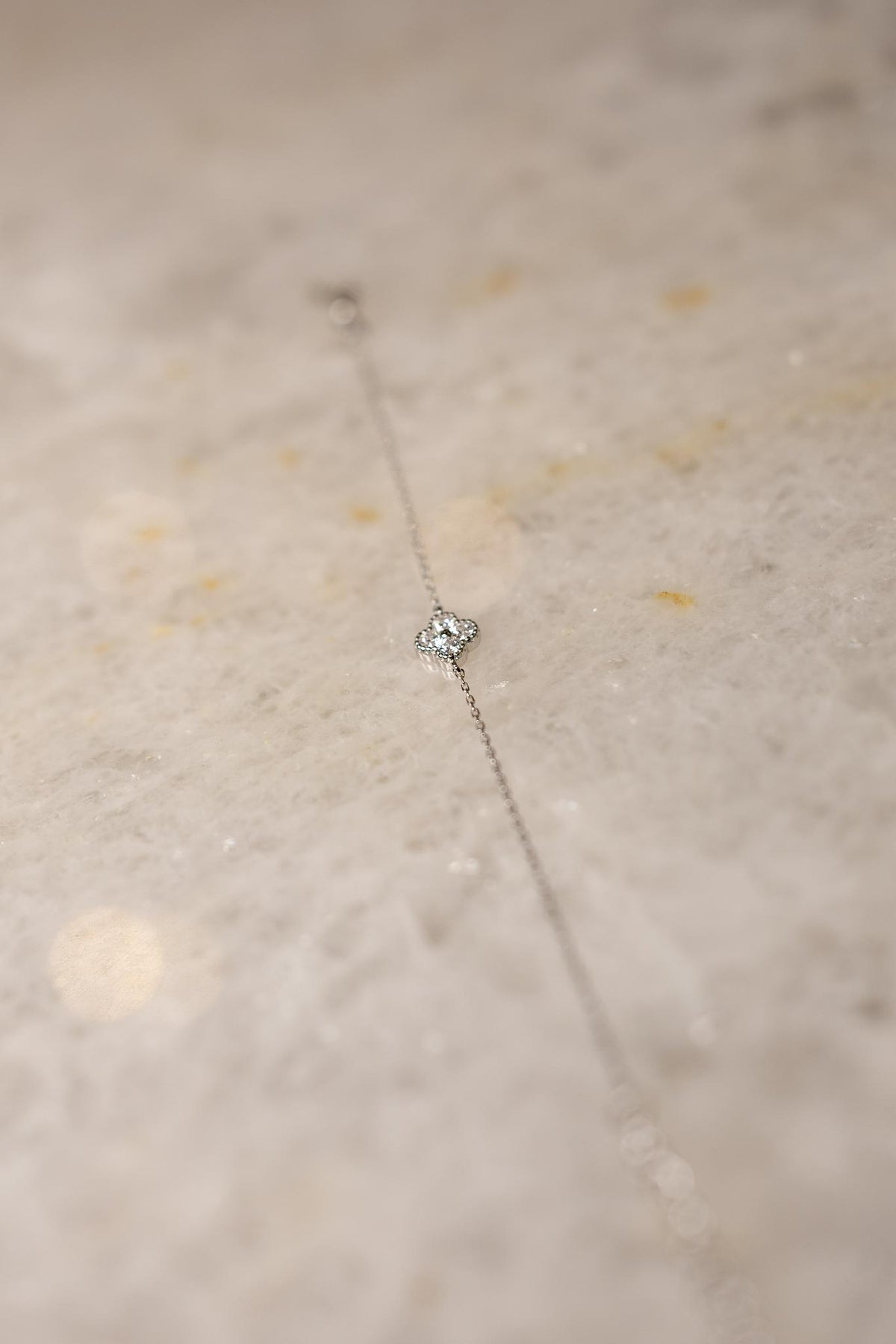 Pulseira Mini Trevo Cristal Prata 925 Ródio Branco