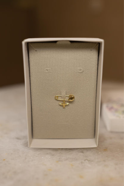 Alfinete de Batizado Ponto de Luz Divino Espírito Santo Banhado a Ouro 18k | Presente para Batizado