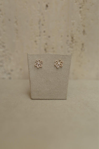 Brinco Flor Vazada Cristal Dourado