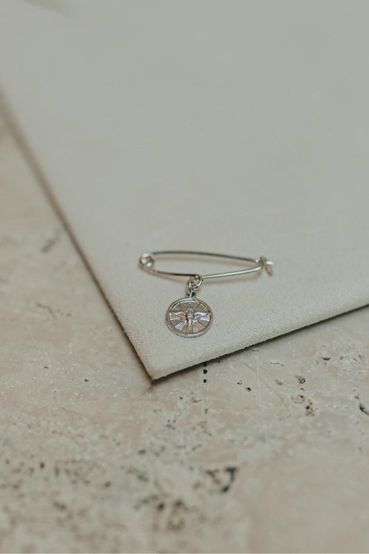 Alfinete Batizado Espírito Santo Prata 925 Ródio Branco