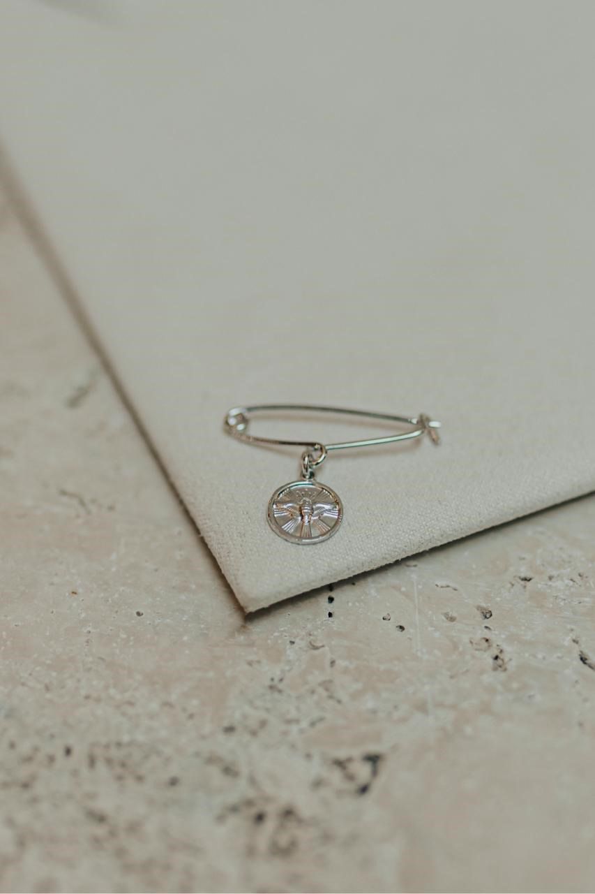 Alfinete Batizado Espírito Santo Prata 925 Ródio Branco