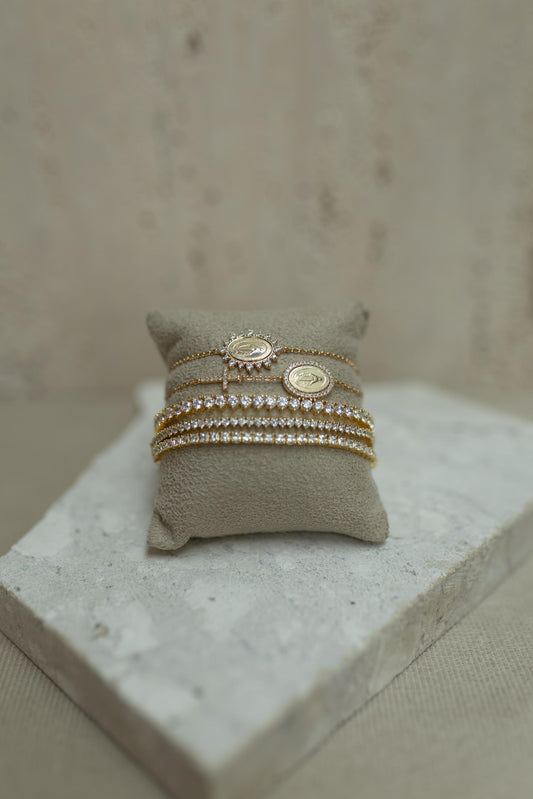 Pulseira Riviera 3 pontas 2mm Dourado