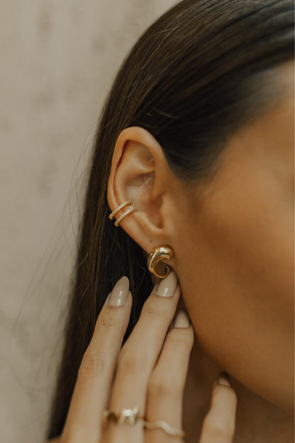 Piercing Fake Duplo Cravejado Ouro