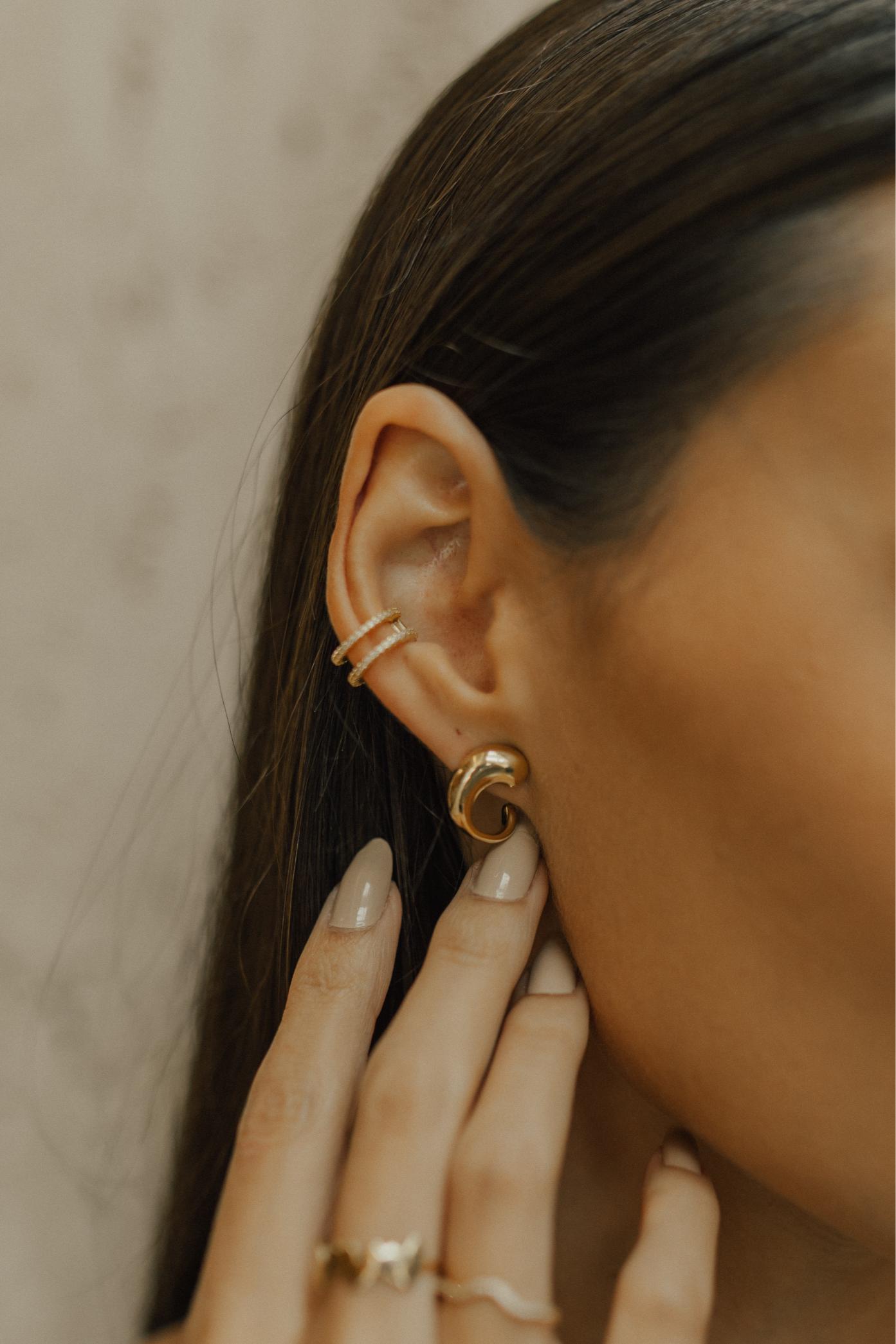 Piercing Fake Duplo Cravejado Dourado