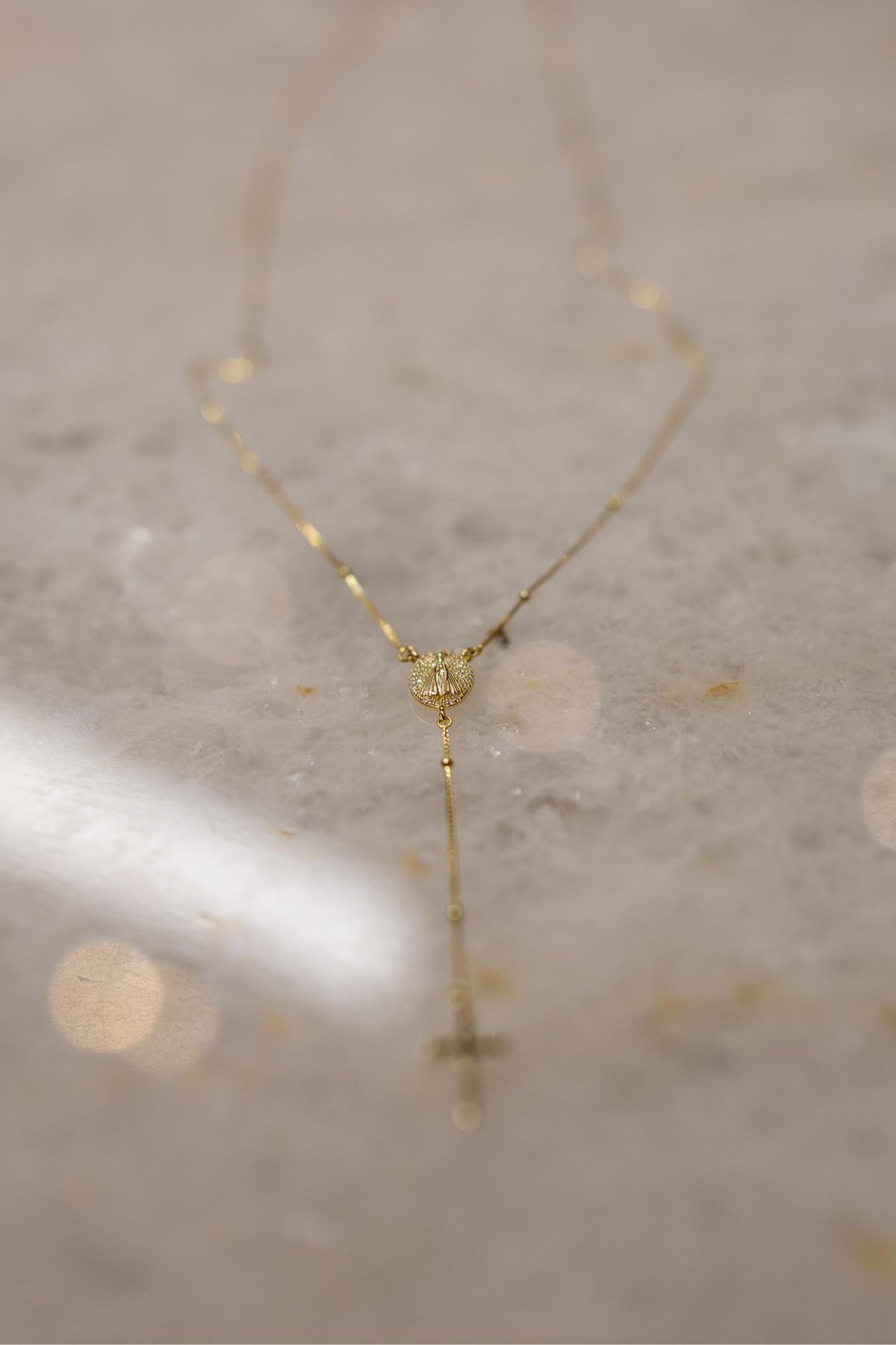Colar Terço Nossa Senhora Aparecida Moissanite Prata 925 Dourado