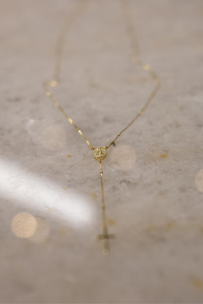 Colar Terço Nossa Senhora Aparecida Moissanite Prata 925 Dourado