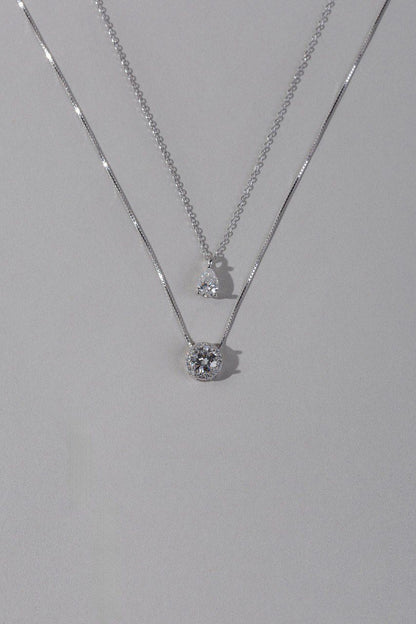 Colar Gota Moissanite Prata 925 Ródio Branco