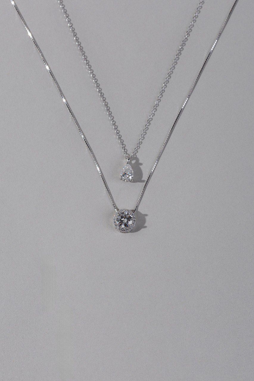 Colar Gota Moissanite Prata 925 Ródio Branco