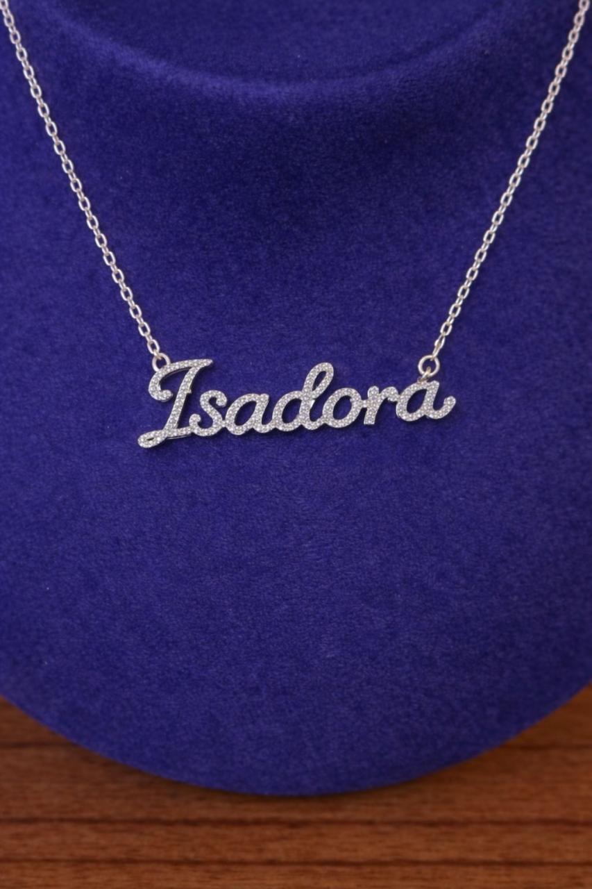 Colar Nome Personalizado 0,9mm Moissanite Prata 925
