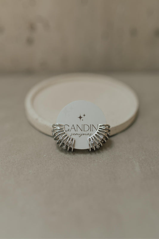 Brinco Ear Cuff Pontos De Luz Ródio Branco