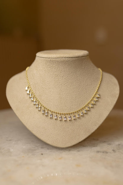Colar Choker Bolinhas Cristal Dourado