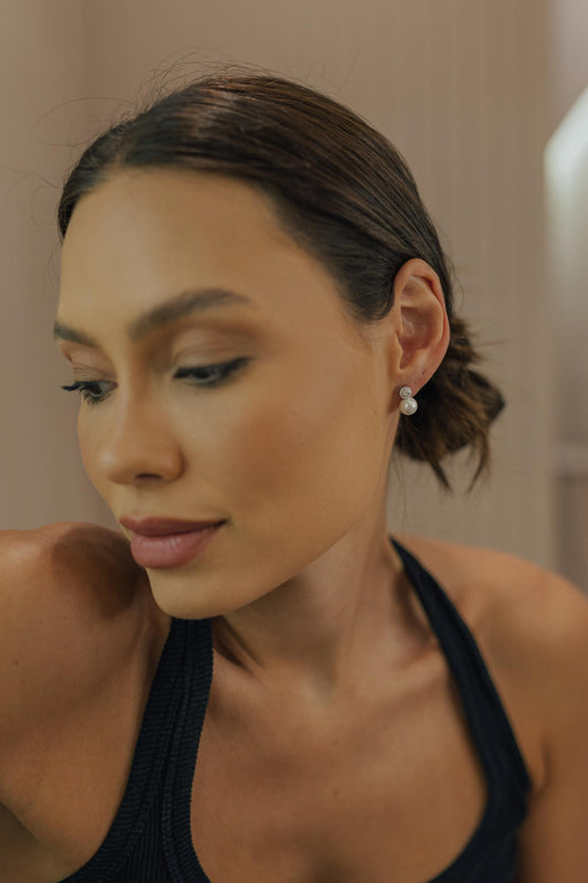 Brinco Prata 925 Princesa Pérola Ródio Branco