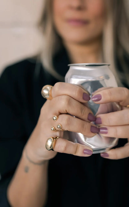 Anel Ajustável Design 3 Bolas Dourado