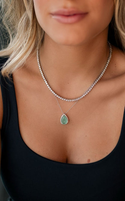 Colar Riviera 3mm 42cm Ródio Branco