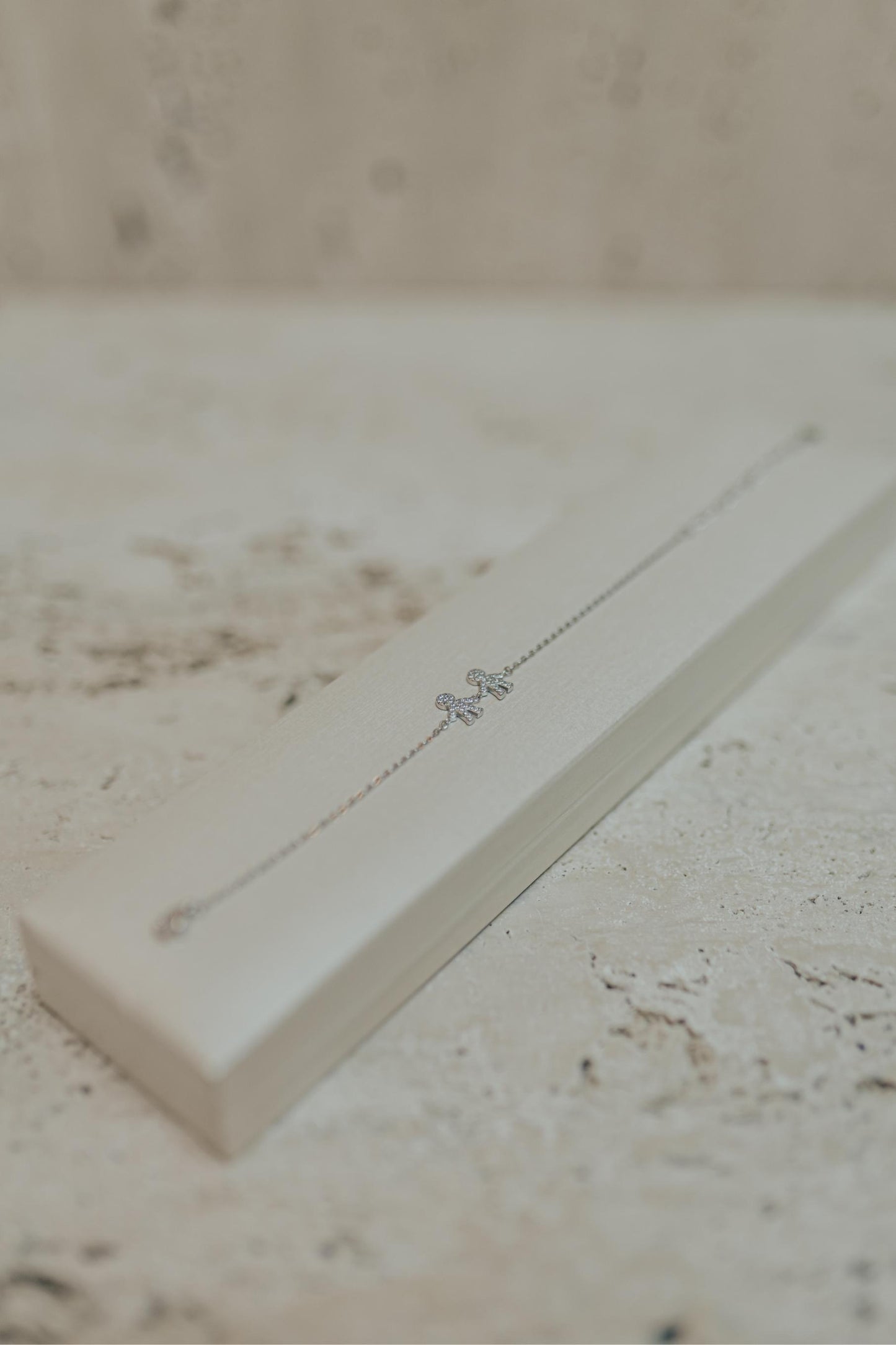 Pulseira Filhos Cravejado Prata 925 Ródio Branco