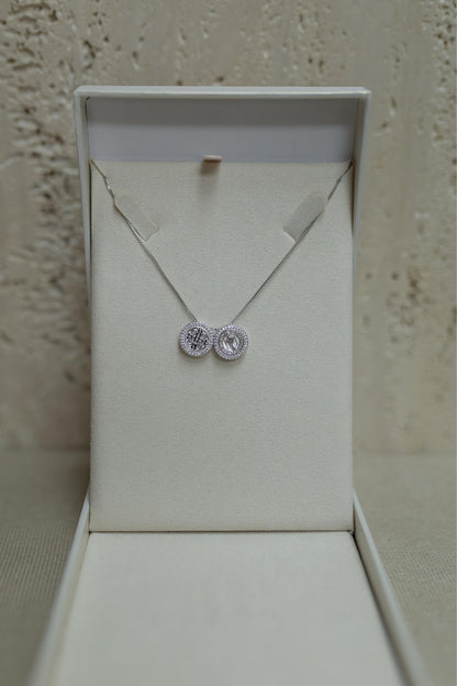 Colar Escapulário De São Bento Cravejado Articulável Ródio Branco