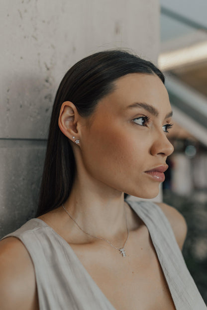 Colar Filhos Cravejado Prata 925 Ródio Branco