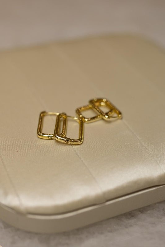 Trio Argola Retangular Dourado