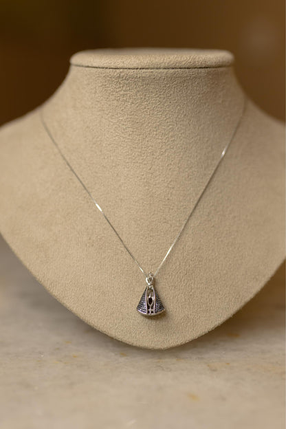 Colar Nossa Senhora Aparecida Moissanite Dupla Face Ródio Branco