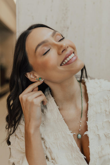 Brinco Mini Gota Turmalina Dourado