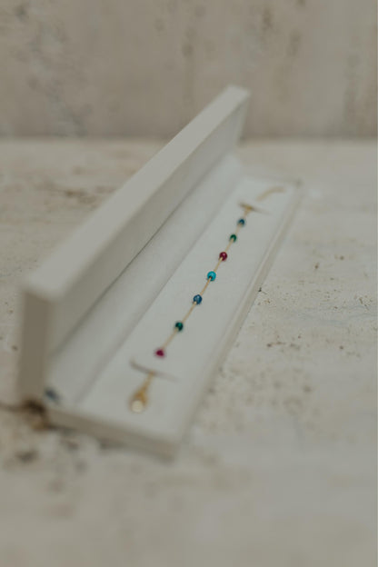 Pulseira Jade Coloridas Dourado