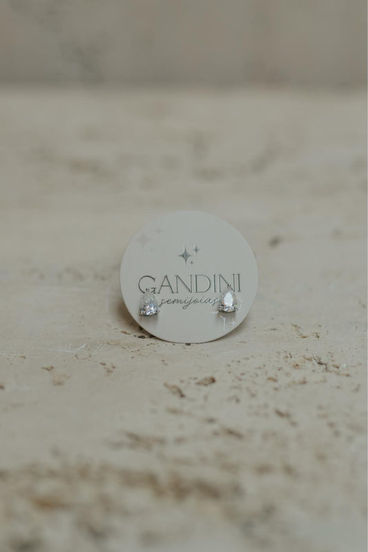 Brinco Gota Moissanite Prata 925 Ródio Branco