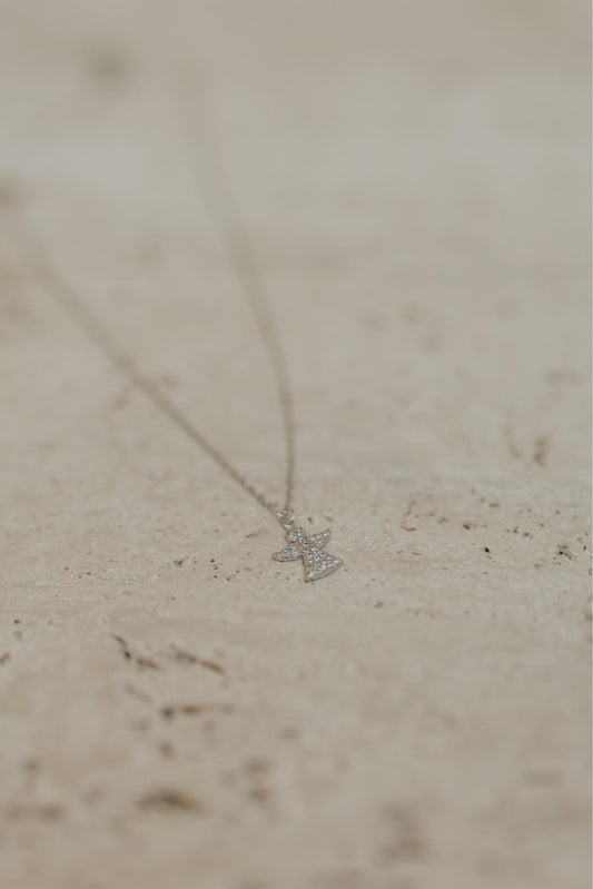 Colar Anjo da Guarda Cravejado Prata 925 Ródio Branco