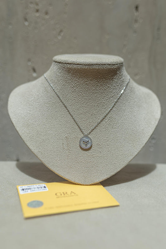 Colar Prata 925 Espirito Santo Madrepérola Moissanite Ródio Branco