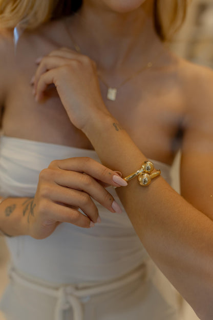 Bracelete de Bolas Liso Dourado